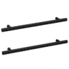 2 X Arezzo Industrial Style Knurled 'T' Bar Matt Black Handles (192mm Centres)