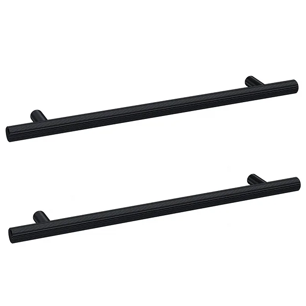 2 X Arezzo Industrial Style Knurled 'T' Bar Matt Black Handles (192mm Centres) 3 2 X Arezzo Industrial Style Knurled 'T' Bar Matt Black Handles (192mm Centres)