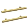 2 X Arezzo Industrial Style Knurled 'T' Bar Brushed Brass Handles (96mm Centres) 1 2 X Arezzo Industrial Style Knurled 'T' Bar Brushed Brass Handles (96mm Centres) -Bathroom Furniture 2xaz30l