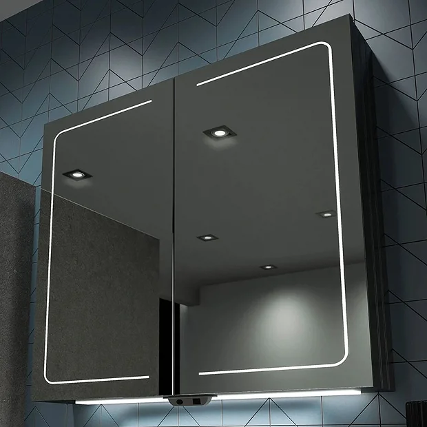 HIB Vapor 80 LED Illuminated Aluminium Mirror Cabinet 4 HIB Vapor 80 LED Illuminated Aluminium Mirror Cabinet - Image 2