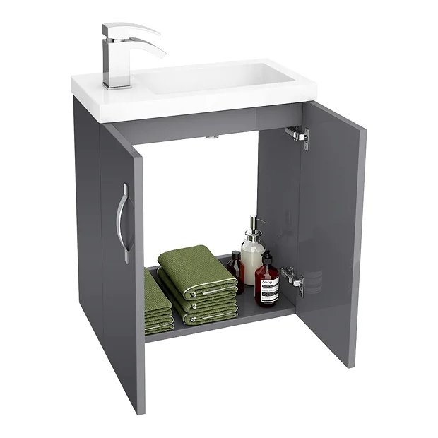 Apollo2 505mm Gloss Grey Compact Wall Hung Vanity Unit 3 Apollo2 505mm Gloss Grey Compact Wall Hung Vanity Unit