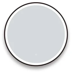 Arezzo Matt Black 700mm Round LED Illuminated Anti-Fog Bathroom Mirror -Bathroom Furniture arzim09mb d1