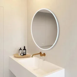 Arezzo 800mm Large Round LED Illuminated Anti-Fog Mirror + Bluetooth -Bathroom Furniture az045 d4n
