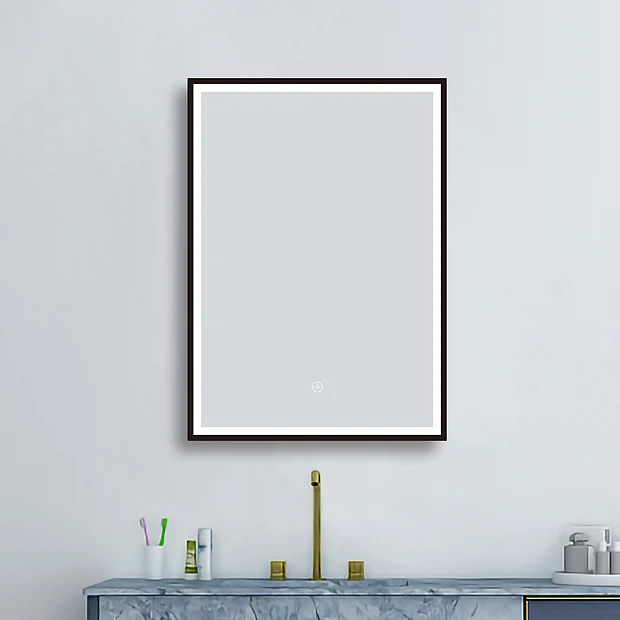 Arezzo Matt Black 500 X 700mm Rectangular LED Illuminated Anti-Fog Bathroom Mirror 6 Arezzo Matt Black 500 X 700mm Rectangular LED Illuminated Anti-Fog Bathroom Mirror - Image 4