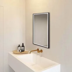 Arezzo Matt Black 500 X 700mm Rectangular LED Illuminated Anti-Fog Bathroom Mirror 12 Arezzo Matt Black 500 X 700mm Rectangular LED Illuminated Anti-Fog Bathroom Mirror -Bathroom Furniture az113mb d4n