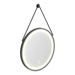 Arezzo Matt Black 600mm Round LED Illuminated Anti-Fog Bathroom Mirror -Bathroom Furniture az47mb n d1