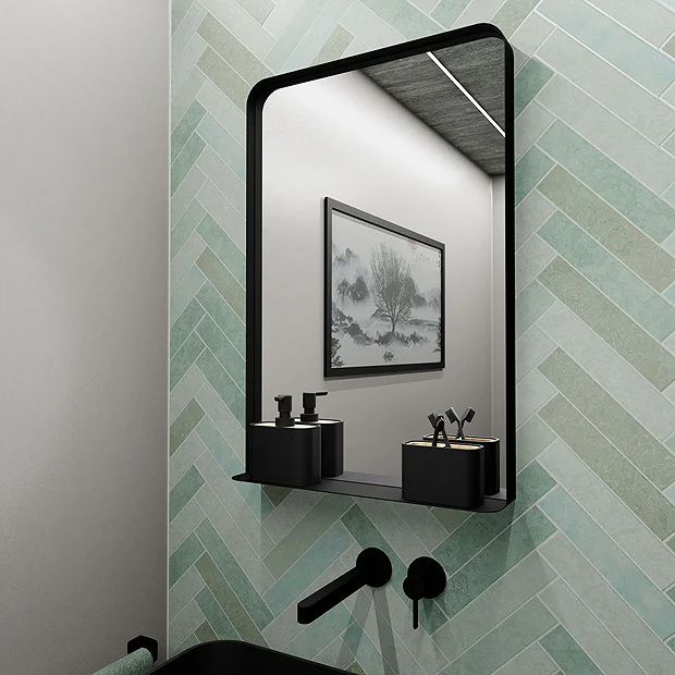 Arezzo Matt Black 500 X 750mm Mirror With Shelf 5 Arezzo Matt Black 500 X 750mm Mirror With Shelf - Image 3