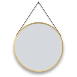 Arezzo Brushed Brass Hanging 600mm Round Bathroom Mirror -Bathroom Furniture az6hmbb d1