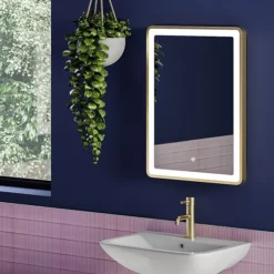 Arezzo 700 X 500mm Brushed Brass LED Touch Sensor Mirror + Anti-Fog 11 Arezzo 700 X 500mm Brushed Brass LED Touch Sensor Mirror + Anti-Fog -Bathroom Furniture az702 d2