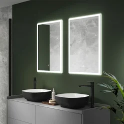 Arezzo 500 X 700mm Recessed LED Illuminated Bathroom Mirror Cabinet With Shaver Socket & Anti-Fog -Bathroom Furniture az8920mb d1