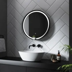 Arezzo Matt Black 600mm Round Colour Changing LED Illuminated Bathroom Mirror With Anti-Fog 7 Arezzo Matt Black 600mm Round Colour Changing LED Illuminated Bathroom Mirror With Anti-Fog -Bathroom Furniture az8930mb d1