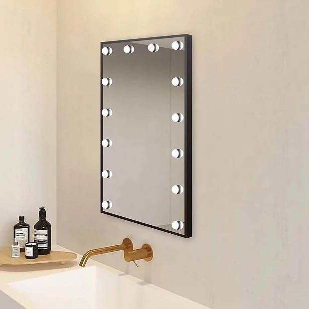 Arezzo Bulb Matt Black 500 X 700mm LED Illuminated Mirror With Motion Sensor + Anti-Fog 4 Arezzo Bulb Matt Black 500 X 700mm LED Illuminated Mirror With Motion Sensor + Anti-Fog - Image 2
