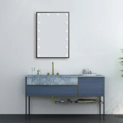 Arezzo Bulb Matt Black 500 X 700mm LED Illuminated Mirror With Motion Sensor + Anti-Fog 12 Arezzo Bulb Matt Black 500 X 700mm LED Illuminated Mirror With Motion Sensor + Anti-Fog -Bathroom Furniture azbm103 d3