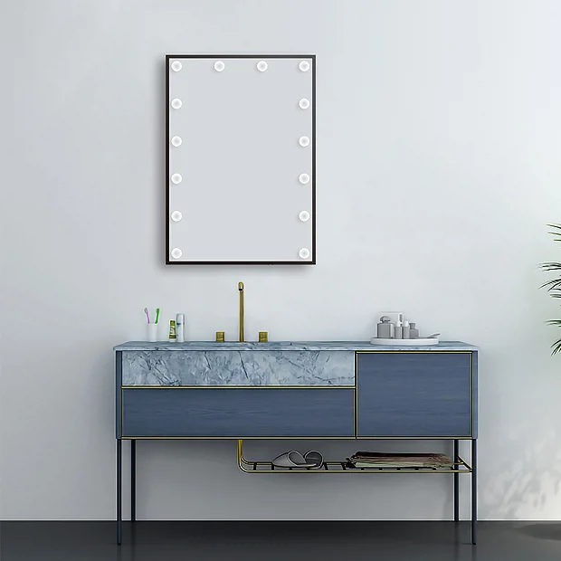 Arezzo Bulb Matt Black 500 X 700mm LED Illuminated Mirror With Motion Sensor + Anti-Fog 7 Arezzo Bulb Matt Black 500 X 700mm LED Illuminated Mirror With Motion Sensor + Anti-Fog - Image 5