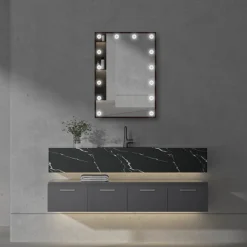 Arezzo Bulb Matt Black 500 X 700mm LED Illuminated Mirror With Motion Sensor + Anti-Fog 13 Arezzo Bulb Matt Black 500 X 700mm LED Illuminated Mirror With Motion Sensor + Anti-Fog -Bathroom Furniture azbm103 d4