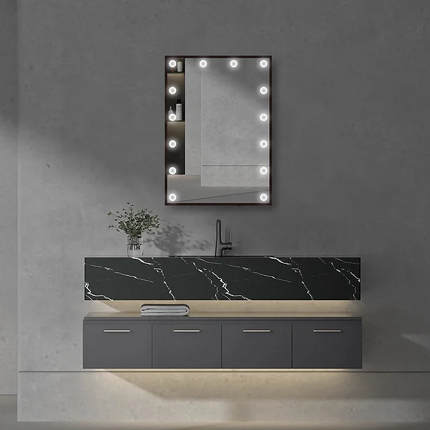 Arezzo Bulb Matt Black 500 X 700mm LED Illuminated Mirror With Motion Sensor + Anti-Fog 8 Arezzo Bulb Matt Black 500 X 700mm LED Illuminated Mirror With Motion Sensor + Anti-Fog - Image 6