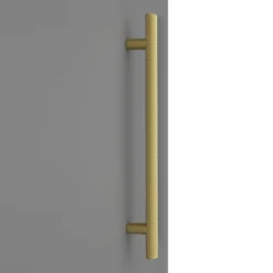 Arezzo Wall Hung Tall Storage Cabinet - Matt Grey - With Industrial Style Brushed Brass Handle -Bathroom Furniture azg14whcbbis d1