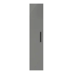 Arezzo Matt Grey Wall Hung Tall Storage Cabinet With Matt Black Handle -Bathroom Furniture azg14whcbk d1