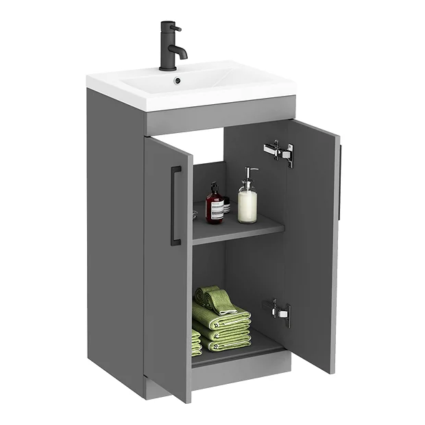 Arezzo 500 Matt Grey Floor Standing Vanity Unit With Matt Black Handles 8 Arezzo 500 Matt Grey Floor Standing Vanity Unit With Matt Black Handles - Image 6