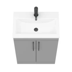 Arezzo 600 Matt Grey Floor Standing Vanity Unit With Matt Black Handles