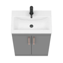 Arezzo 600 Matt Grey Floor Standing Vanity Unit With Rose Gold Handles