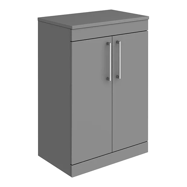 Arezzo Floor Standing Countertop Vanity Unit - Matt Grey - 600mm With Chrome Handles 4 Arezzo Floor Standing Countertop Vanity Unit - Matt Grey - 600mm With Chrome Handles - Image 2