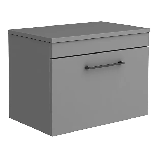 Arezzo Wall Hung Countertop Vanity Unit - Matt Grey - 600mm With Matt Black Handle 4 Arezzo Wall Hung Countertop Vanity Unit - Matt Grey - 600mm With Matt Black Handle - Image 2