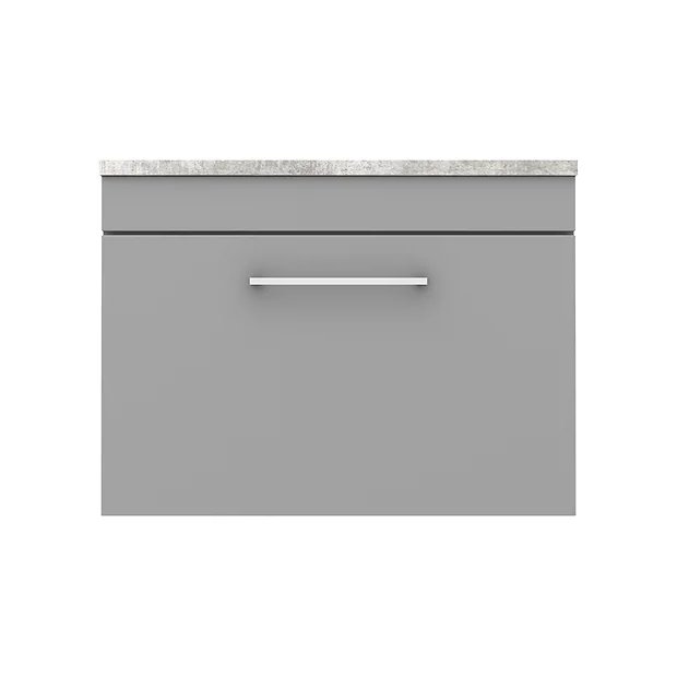 Arezzo Wall Hung Countertop Vanity Unit - Matt Grey - 600mm With Bellato Grey Worktop & Chrome Handle 3 Arezzo Wall Hung Countertop Vanity Unit - Matt Grey - 600mm With Bellato Grey Worktop & Chrome Handle