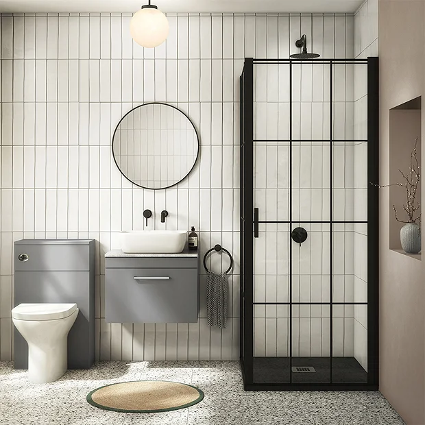 Arezzo Wall Hung Countertop Vanity Unit - Matt Grey - 600mm With Bellato Grey Worktop & Chrome Handle 8 Arezzo Wall Hung Countertop Vanity Unit - Matt Grey - 600mm With Bellato Grey Worktop & Chrome Handle - Image 6