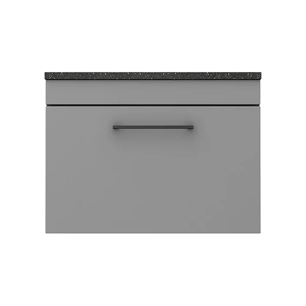 Arezzo Wall Hung Countertop Vanity Unit - Matt Grey - 600mm With Black Worktop & Matt Black Handle 3 Arezzo Wall Hung Countertop Vanity Unit - Matt Grey - 600mm With Black Worktop & Matt Black Handle