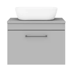 Arezzo Wall Hung Countertop Basin Unit - Grey With Black Handle - 600mm Inc. Basin -Bathroom Furniture azgwhmb465d4
