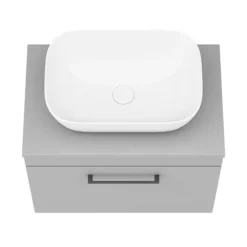 Arezzo Wall Hung Countertop Basin Unit - Grey With Black Handle - 600mm Inc. Basin