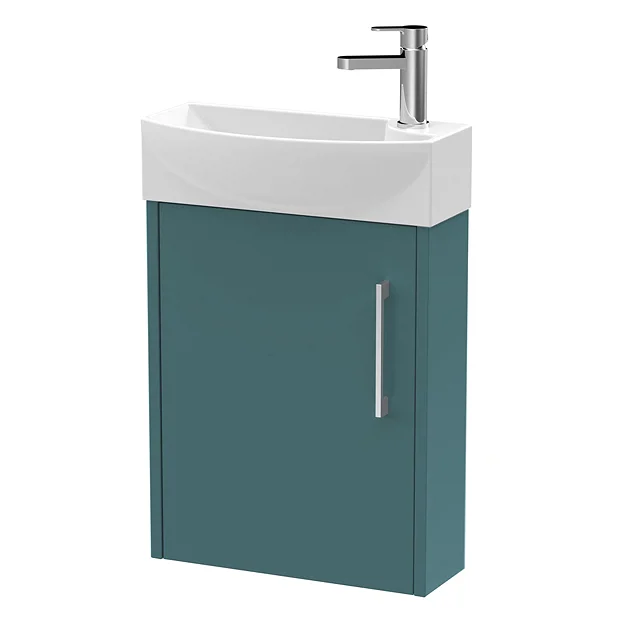 Arezzo Matt Green 450mm 1TH Wall Hung Cloakroom Vanity Unit 4 Arezzo Matt Green 450mm 1TH Wall Hung Cloakroom Vanity Unit - Image 2