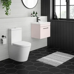 Arezzo Wall Hung Vanity Unit - Matt Pink - 500mm With Matt Black Handle