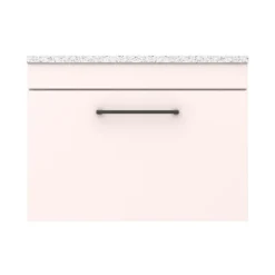 Arezzo Wall Hung Countertop Vanity Unit - Matt Pink - 600mm With White Worktop & Matt Black Handle