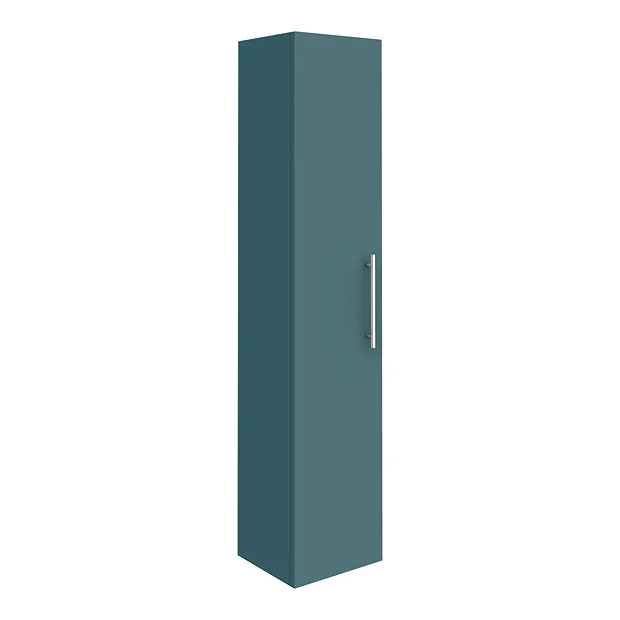 Arezzo Wall Hung Tall Storage Cabinet - Matt Teal Green - With Industrial Style Chrome Handle 4 Arezzo Wall Hung Tall Storage Cabinet - Matt Teal Green - With Industrial Style Chrome Handle - Image 2
