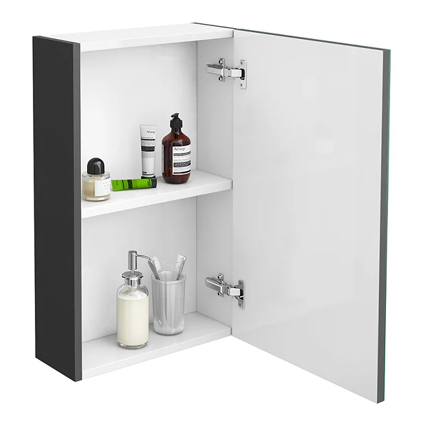 Brooklyn 450mm Gloss Grey Bathroom Mirror Unit 3 Brooklyn 450mm Gloss Grey Bathroom Mirror Unit