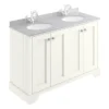 Bayswater Pointing White 1200mm 4 Door Vanity Unit & 1TH Grey Marble Double Bowl Basin Top 1 Bayswater Pointing White 1200mm 4 Door Vanity Unit & 1TH Grey Marble Double Bowl Basin Top -Bathroom Furniture bayf109bayc235 l