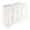 Bayswater Pointing White 1200mm 4 Door Vanity Unit & 3TH White Marble Double Bowl Basin Top