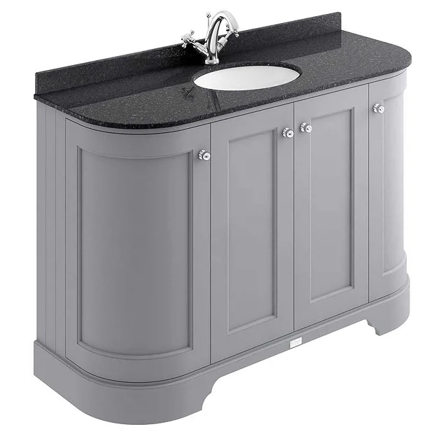Bayswater Plummett Grey Curved 1200mm 4-Door Vanity Unit & 1TH Black Marble Single Bowl Basin Top 3 Bayswater Plummett Grey Curved 1200mm 4-Door Vanity Unit & 1TH Black Marble Single Bowl Basin Top
