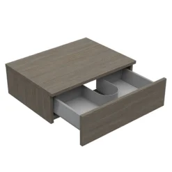 Brooklyn Floating Basin Shelf With Drawer - Grey Avola - 600mm Incl. Curved Rectangular Basin -Bathroom Furniture bctga6b1nd3
