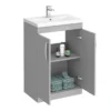 Brooklyn 600mm Grey Mist Vanity Unit - Floor Standing 2 Door Unit