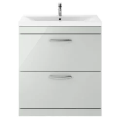 Brooklyn 800mm Grey Mist Vanity Unit - Floor Standing 2 Drawer Unit -Bathroom Furniture bfs82dgm d3