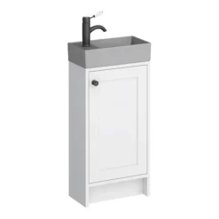 Bromley White Cloakroom Vanity Unit (incl. Grey Basin + Matt Black Handle) 12 Bromley White Cloakroom Vanity Unit (incl. Grey Basin + Matt Black Handle) -Bathroom Furniture br4whtmbg d4