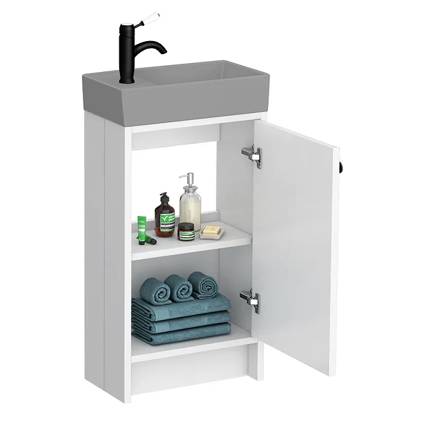 Bromley White Cloakroom Vanity Unit (incl. Grey Basin + Matt Black Handle) 8 Bromley White Cloakroom Vanity Unit (incl. Grey Basin + Matt Black Handle) - Image 6