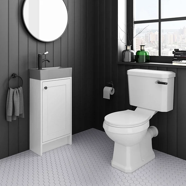 Bromley White Cloakroom Vanity Unit (incl. Grey Basin + Matt Black Handle) 3 Bromley White Cloakroom Vanity Unit (incl. Grey Basin + Matt Black Handle)