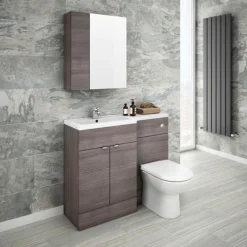 Brooklyn 600mm Bathroom Mirror & Fascia Cabinet - Grey Avola -Bathroom Furniture brooklynbathroommirrorfasciacabinetgreyavola600mmd1