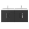 Brooklyn 1205mm Gloss Grey Wall Hung 4 Door Double Basin Vanity Unit