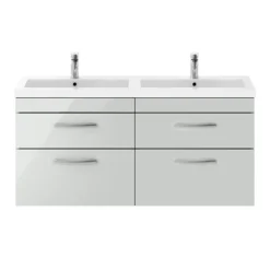 Brooklyn 1205mm Grey Mist Wall Hung 4 Drawer Double Basin Vanity Unit 13 Brooklyn 1205mm Grey Mist Wall Hung 4 Drawer Double Basin Vanity Unit -Bathroom Furniture bwh12gm4d nd1
