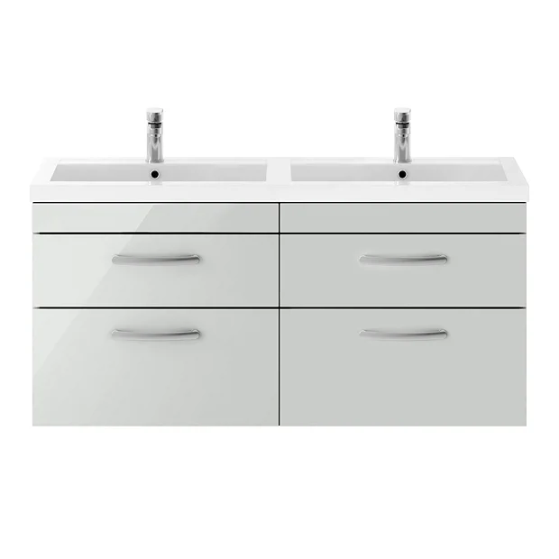Brooklyn 1205mm Grey Mist Wall Hung 4 Drawer Double Basin Vanity Unit 8 Brooklyn 1205mm Grey Mist Wall Hung 4 Drawer Double Basin Vanity Unit - Image 6